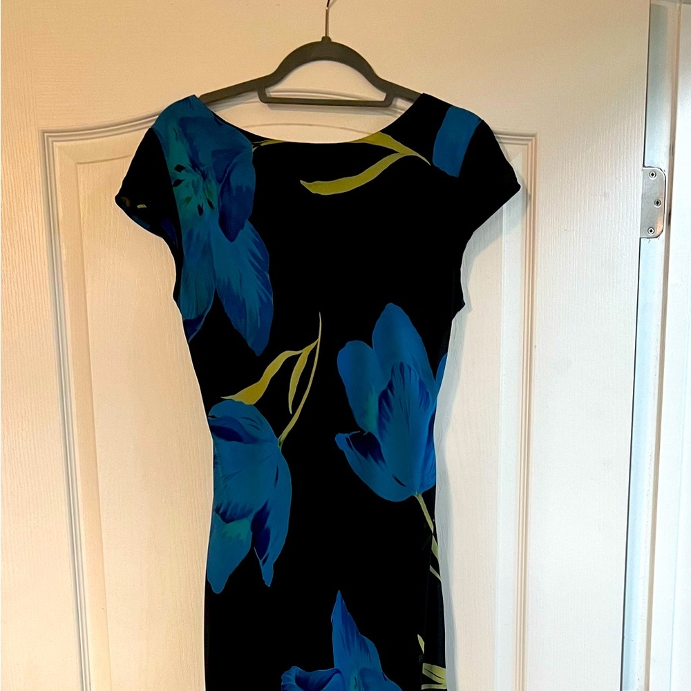 Vintage Just Choon Women’s Midi Chiffon Lined Tropical Dress / Juniors Size 13